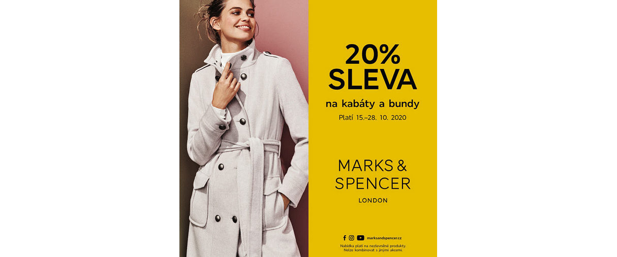 20 % sleva na kabáty a bundy nyní v M&S! 20 % sleva na kabáty a bundy nyní v M&S!