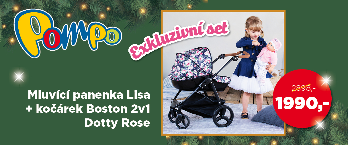 Exkluzivní set Mluvící panenka Lisa + kočárek Boston 2v1 Dotty Rose Exkluzivní set Mluvící panenka Lisa + kočárek Boston 2v1 Dotty Rose