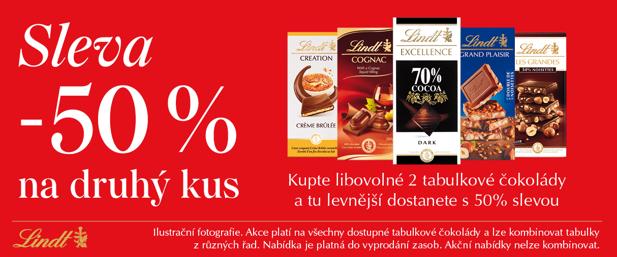 Tabulkové čokolády druhý kus se slevou 50% Tabulkové čokolády druhý kus se slevou 50%