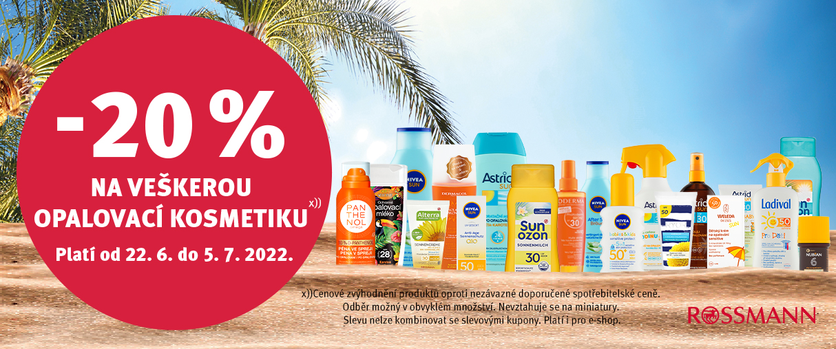 20% SLEVA na produkty na opalování a po opalování 20% SLEVA na produkty na opalování a po opalování
