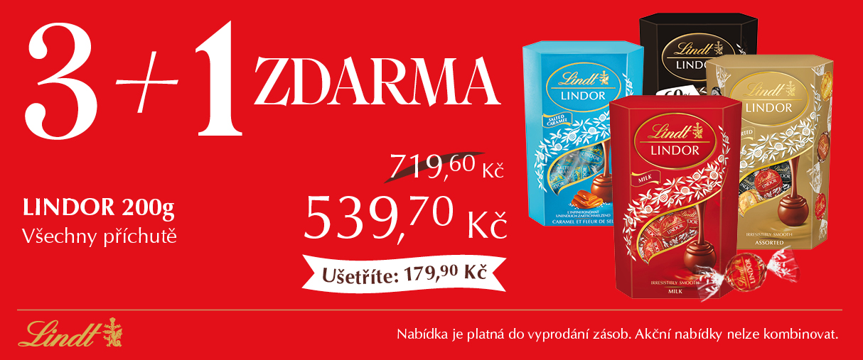 Lindor 200g 3+1 zdarma Lindor 200g 3+1 zdarma
