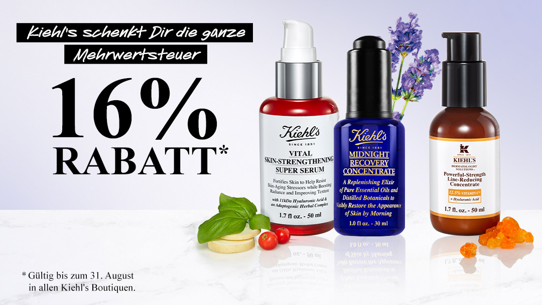 Kiehls schenkt Ihnen die Mehrwertsteuer Kiehls schenkt Ihnen die Mehrwertsteuer