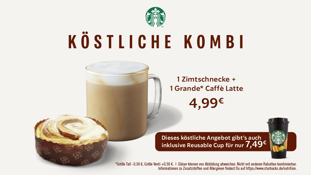 Starbucks Dreamteam: Zimtschnecken und Kaffe Starbucks Dreamteam: Zimtschnecken und Kaffe