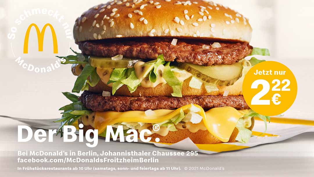 Der Big Mac - jetzt für nur 2,22€ Der Big Mac - jetzt für nur 2,22€