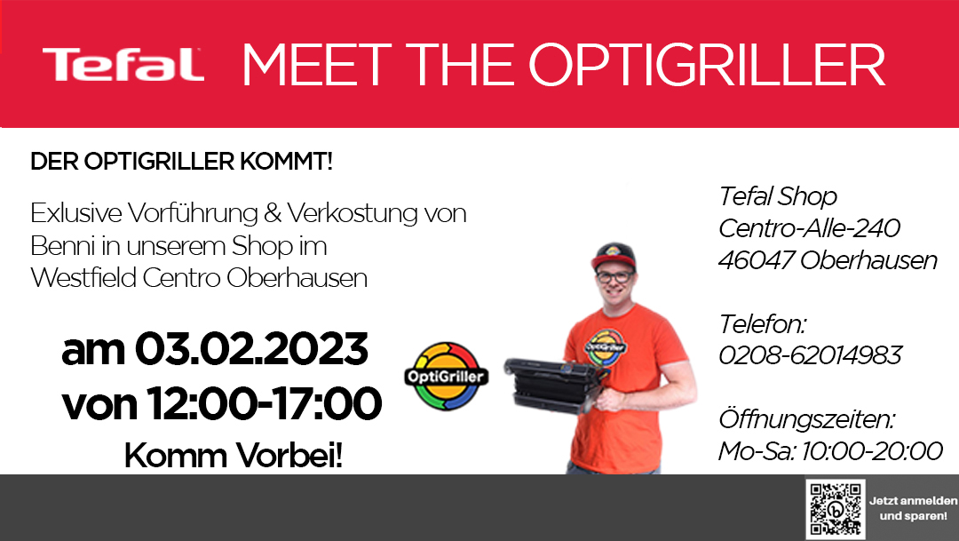 Der Optigriller kommt in den Tefal Store. Der Optigriller kommt in den Tefal Store.