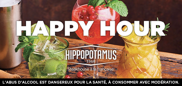 Profitez de l'Happy Hour dans votre restaurant Hippopotamus !