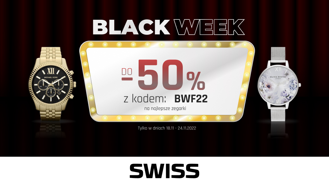 Black Week - do 50% na najlepsze zegarki z kodem BW22 Black Week - do 50% na najlepsze zegarki z kodem BW22