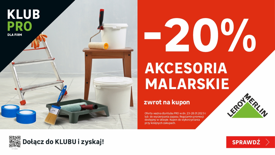 Akcesoria malarskie -20% dla członków Klubu PRO Akcesoria malarskie -20% dla członków Klubu PRO