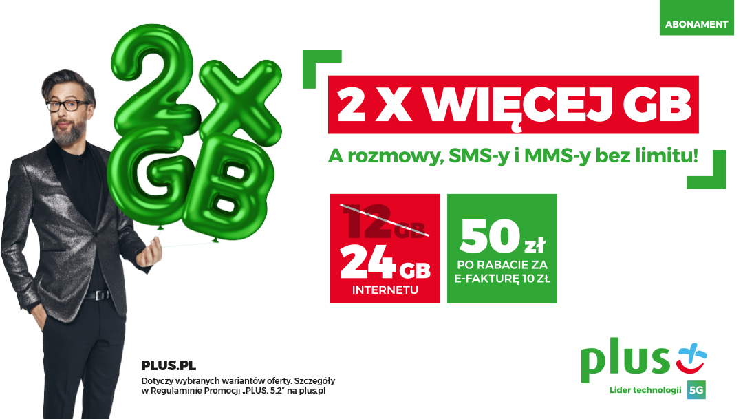 2 x więcej GB w Plusie 2 x więcej GB w Plusie