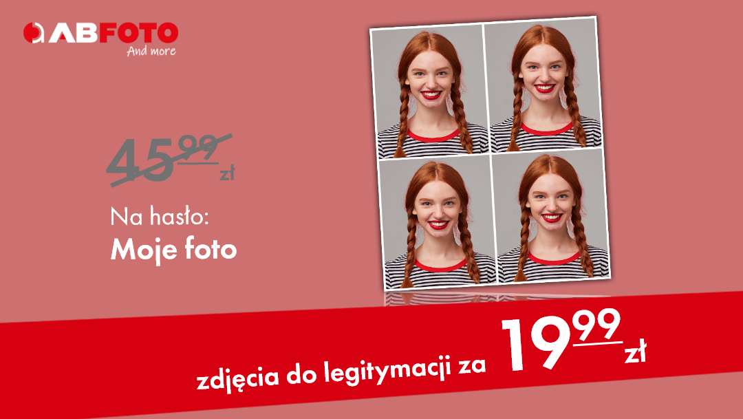 Zdjęcia do legitymacji za 19,99 zł w AB FOTO Zdjęcia do legitymacji za 19,99 zł w AB FOTO
