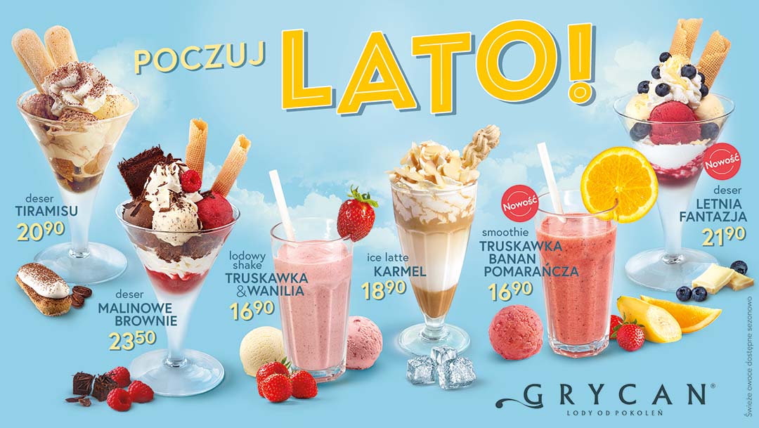 "Poczuj Lato" w lodziarnio-kawiarni Grycan! "Poczuj Lato" w lodziarnio-kawiarni Grycan!