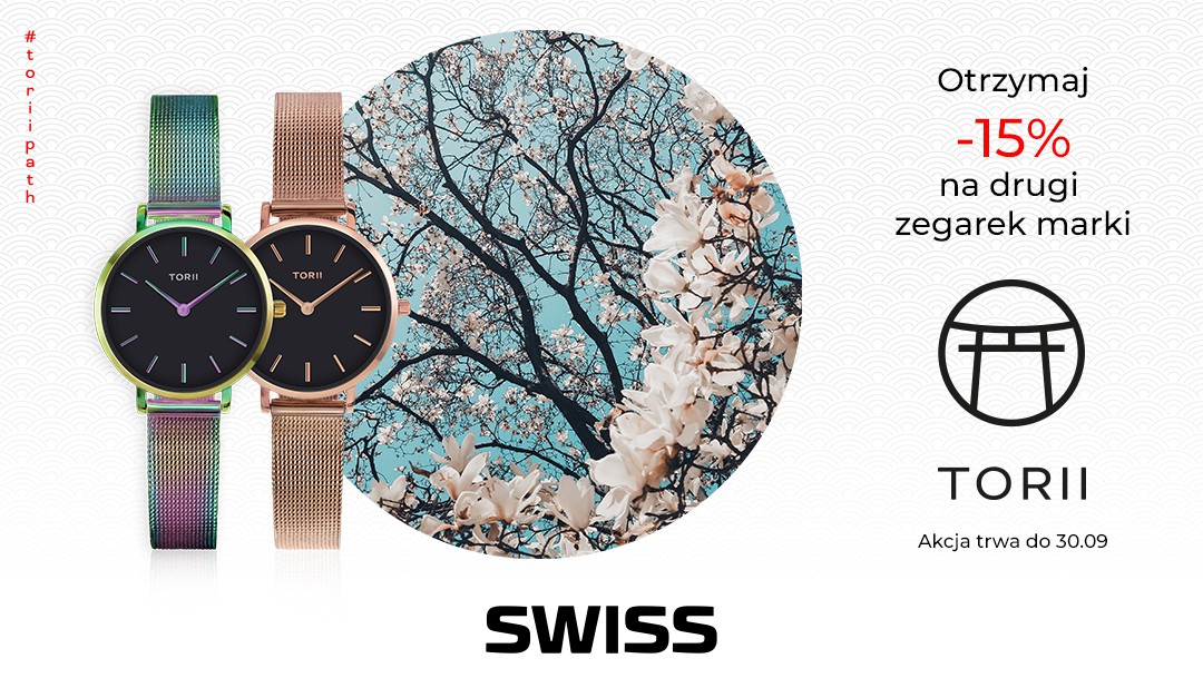 -15% na drugi zegarek marki Torii w salonie SWISS -15% na drugi zegarek marki Torii w salonie SWISS