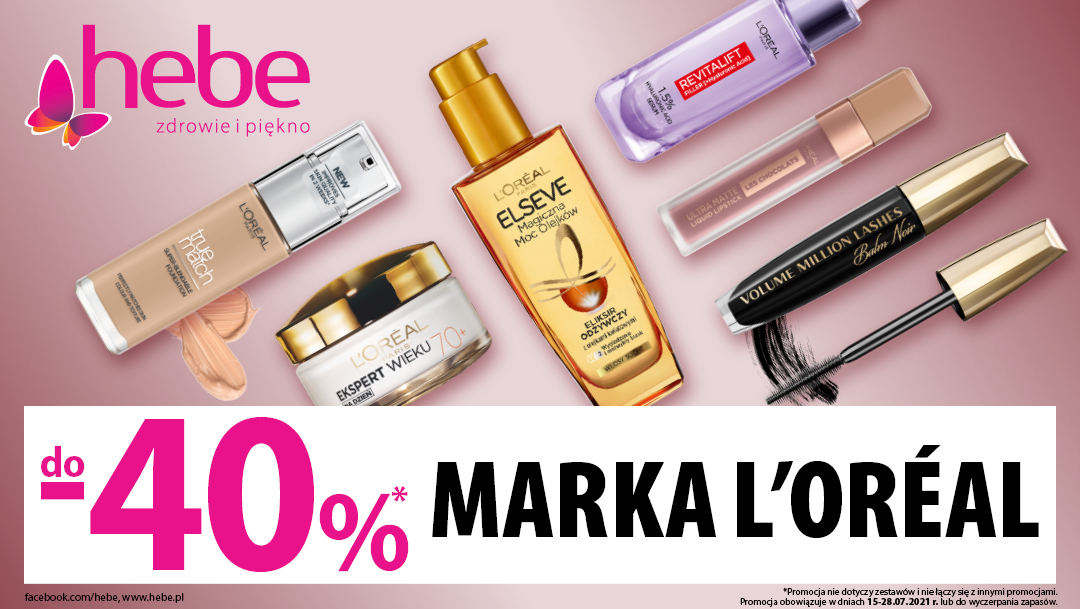PRODUKTY MARKI L’ORÉAL PARIS DO 40% TANIEJ W HEBE PRODUKTY MARKI L’ORÉAL PARIS DO 40% TANIEJ W HEBE