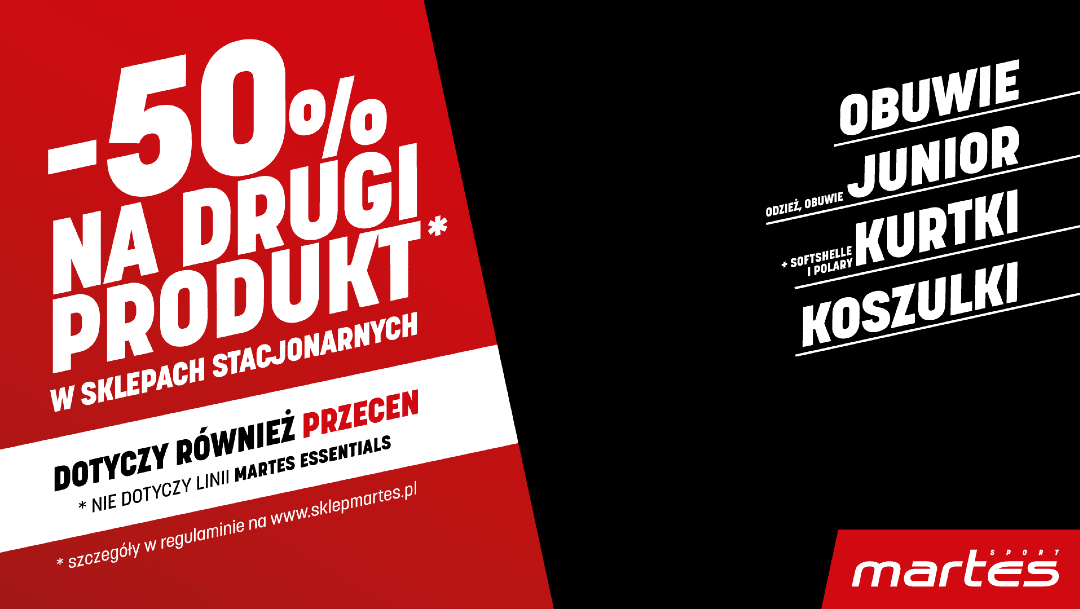 Promocja -50% na drugi produkt w Martes Sport Promocja -50% na drugi produkt w Martes Sport