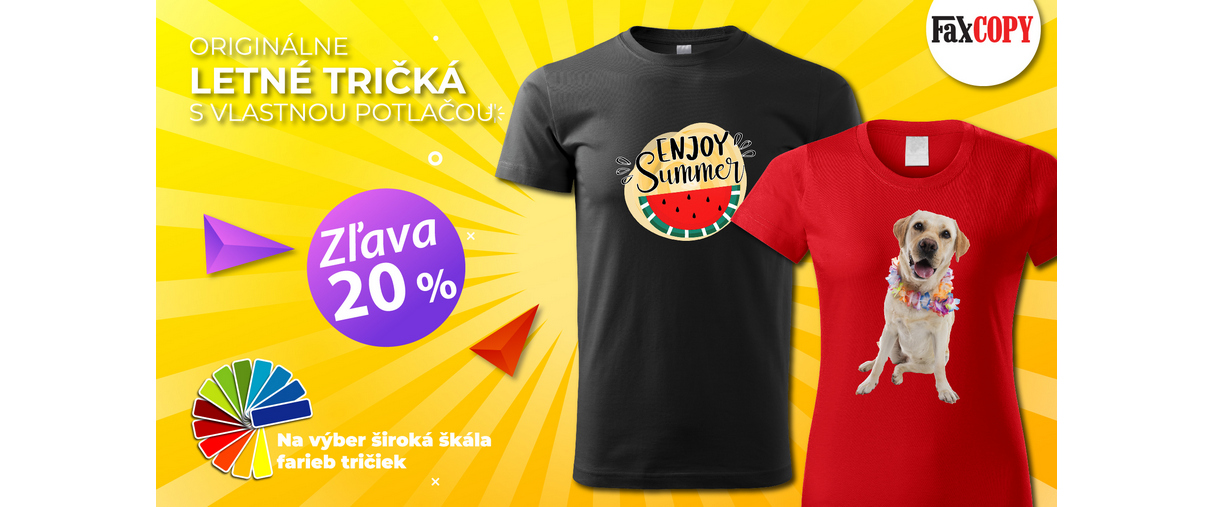 Originálne letné tričká s vlastnou potlačou so zľavou 20 % Originálne letné tričká s vlastnou potlačou so zľavou 20 %