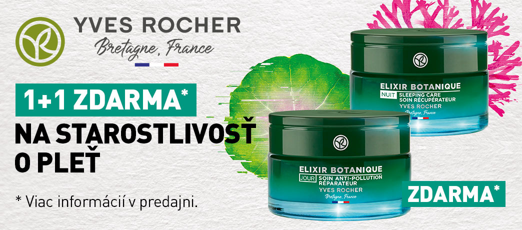 1+1 zdarma na výrobky zo starostlivosti pleť od rastlinnej kozmetiky Yves Rocher 1+1 zdarma na výrobky zo starostlivosti pleť od rastlinnej kozmetiky Yves Rocher