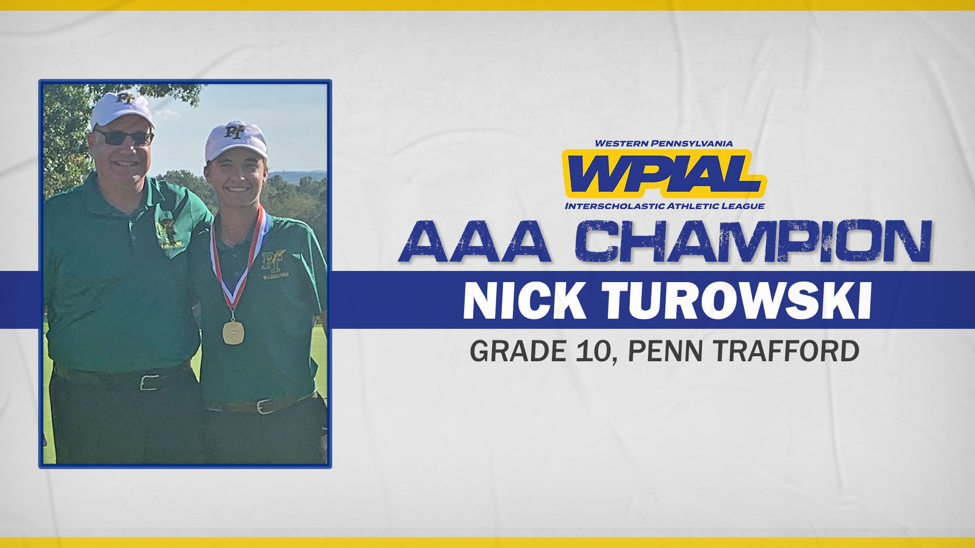 Penn-Trafford's Nick Turowski is the first sophomore in five years to win the WPIAL AAA title. (Photo by WPIAL)