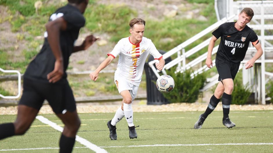 Archie Lock scored twice to lead the Griffins to a 2-1 win over Slippery Rock Saturday.