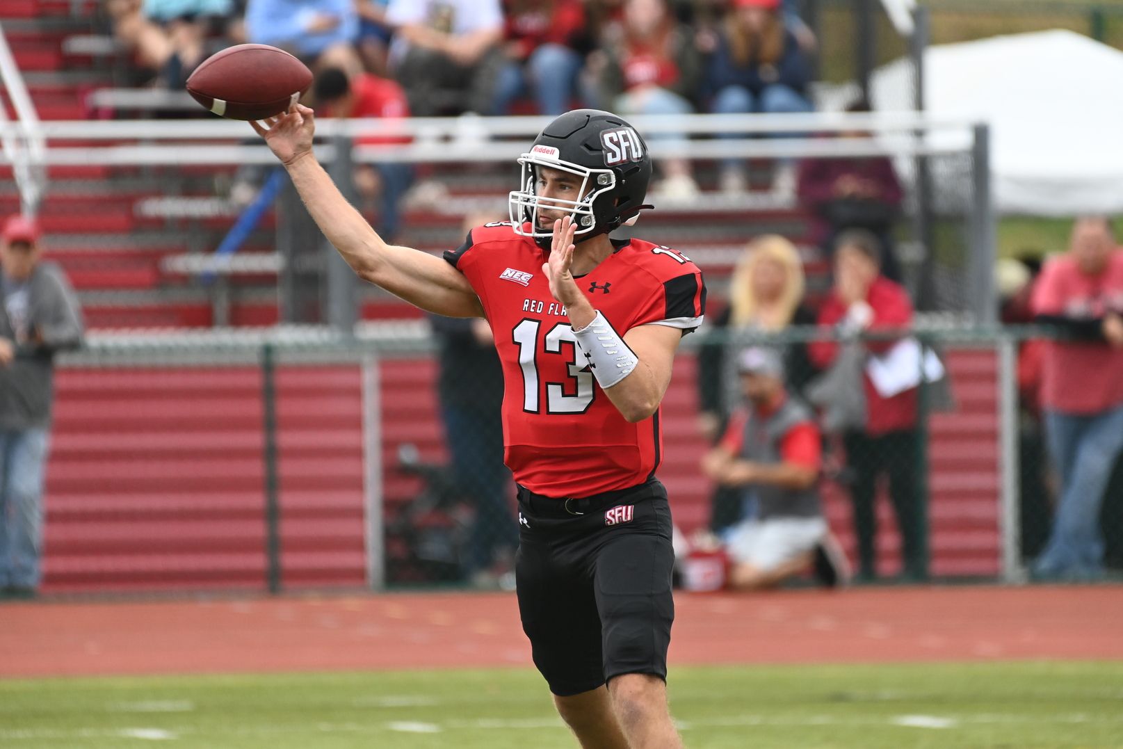 Hempfield Area's Justin Sliwoski has thrown nine touchdowns and just one interception this season for Saint Francis. (Photo by JD Cavrich)