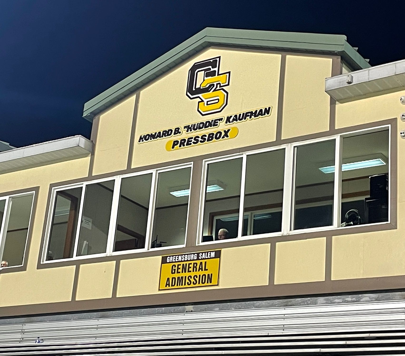 In a pregame ceremony Friday, Greensburg Salem dedicated the press box at Offutt Field in memory of Huddie Kaufman.