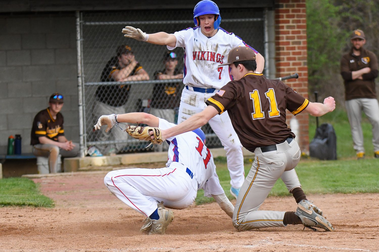 Brady Painter scores the game-winning run on a wild pitch as Mount Pleasant defeated Greensburg Salem 7-6. (Photo by www.westernpasports.com)