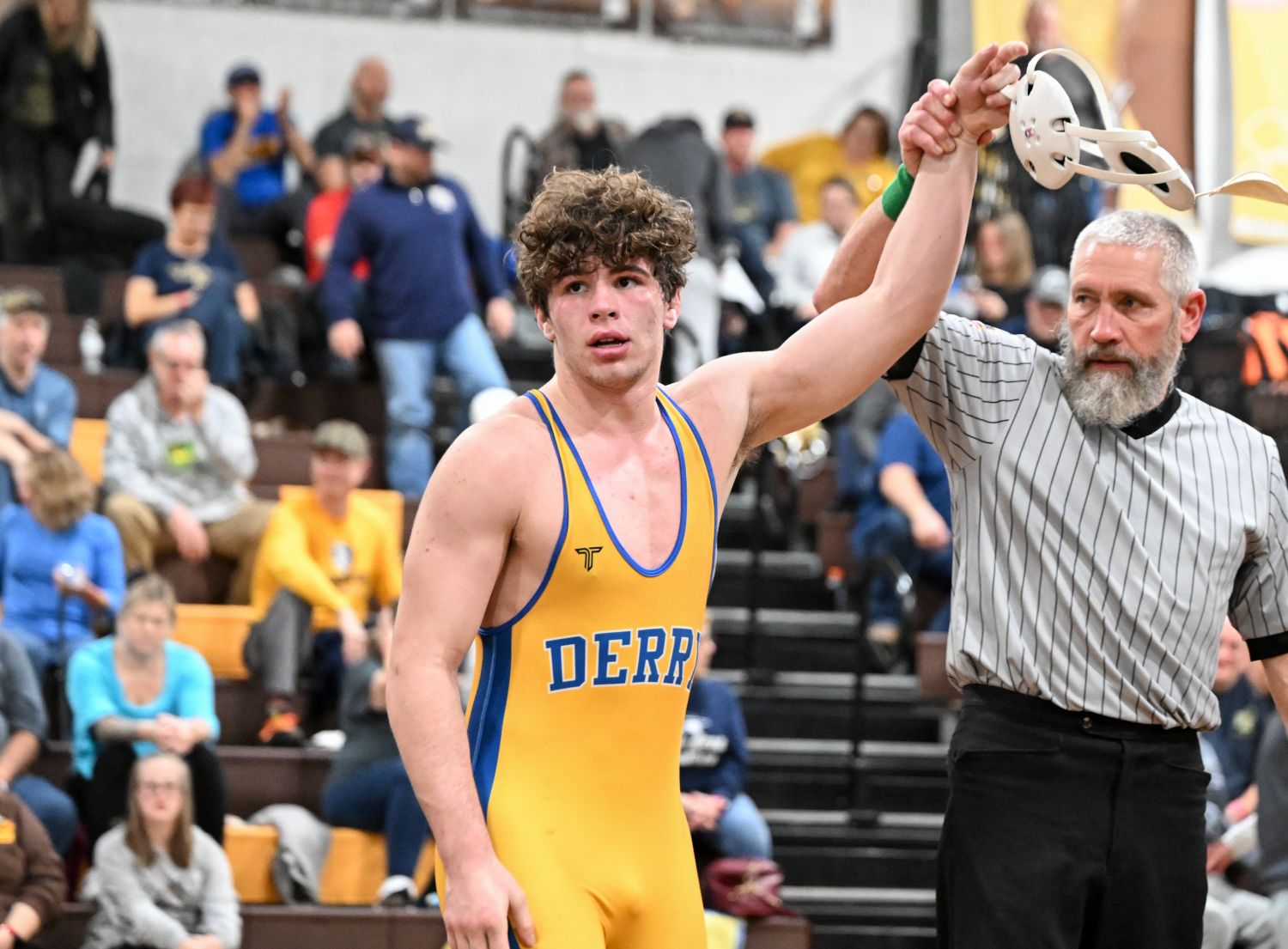 Derry Area's Mason Horwat won his third county championship winning the 172-pound championship by tech fall.