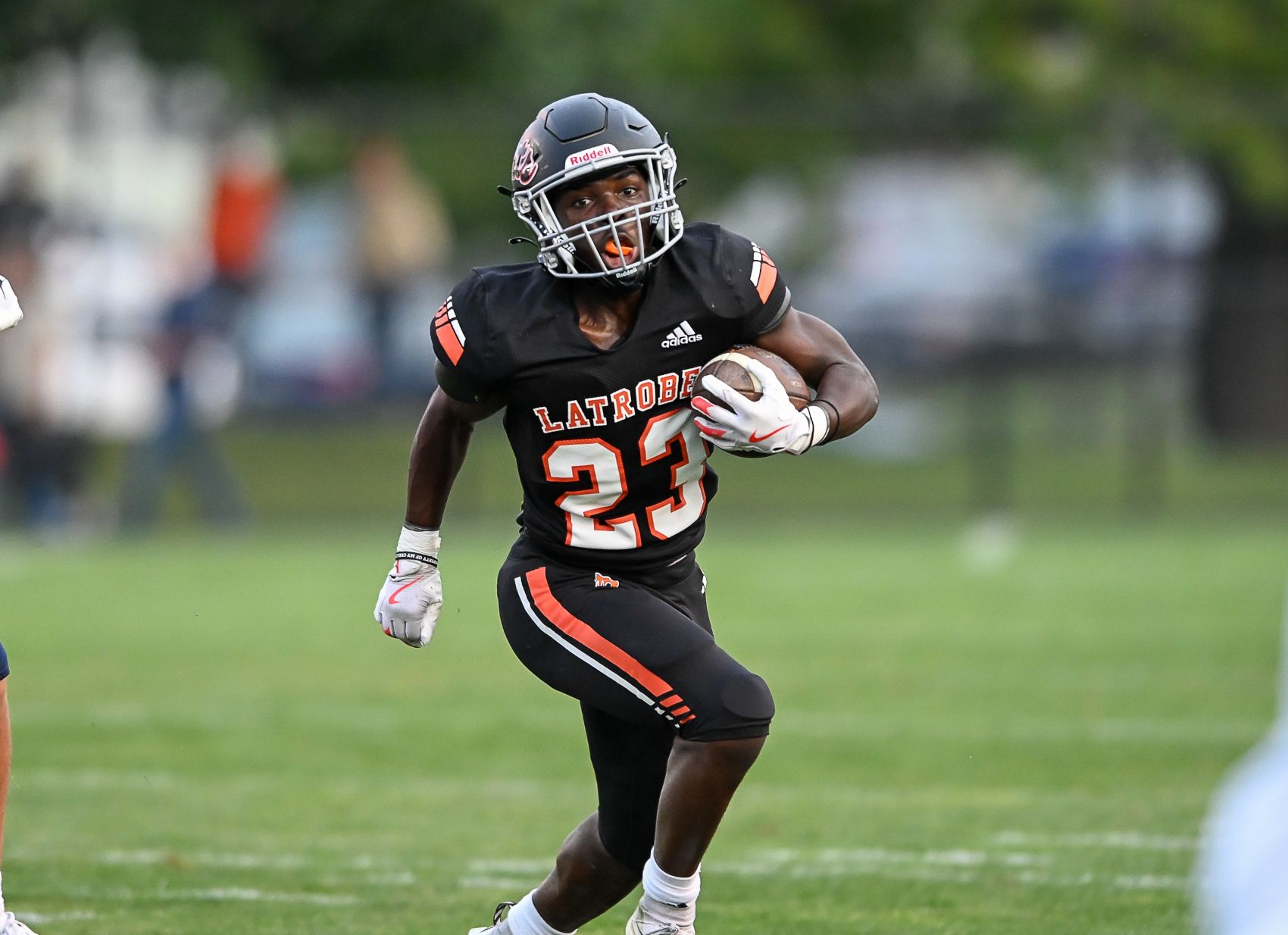 A.J. Yeboah powered Greater Latrobe to a 38-14 victory over Derry Area to begin the season. (Photo by www.westernpasports.com)