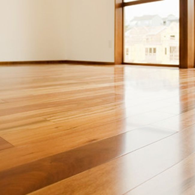 Close up view of engineered wood flooring