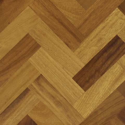 Iroko - Kambala Prime 280mm Engineered Parquet Block - Herringbone