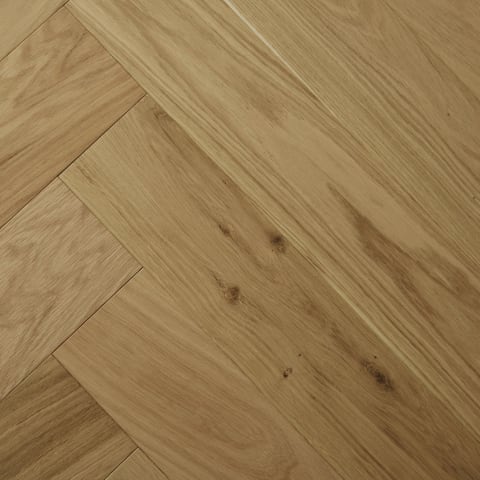 Raw Silk Natural Oak Invisible Lacquered Herringbone Engineered Parquet Block
