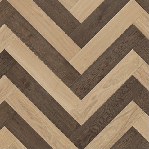 Bourges Dual Oak- Herringbone – Blonde + Old Brown - Brushed