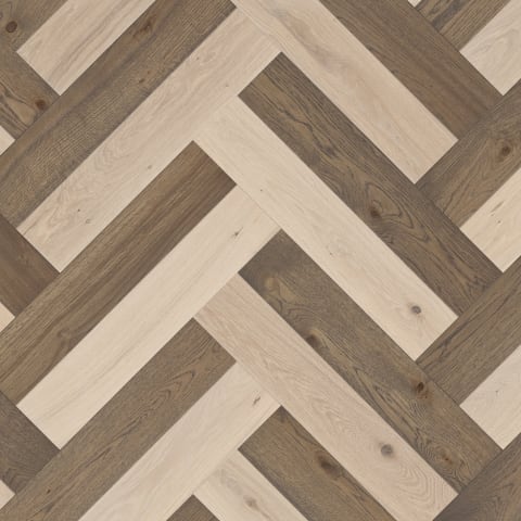 Chartres Double Oak Herringbone – Old Grey + Lime - Brushed