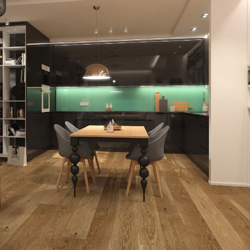 Natural Brushed Oak 180mm Matt Lacquered Engineered Hardwood Flooring - Image 2