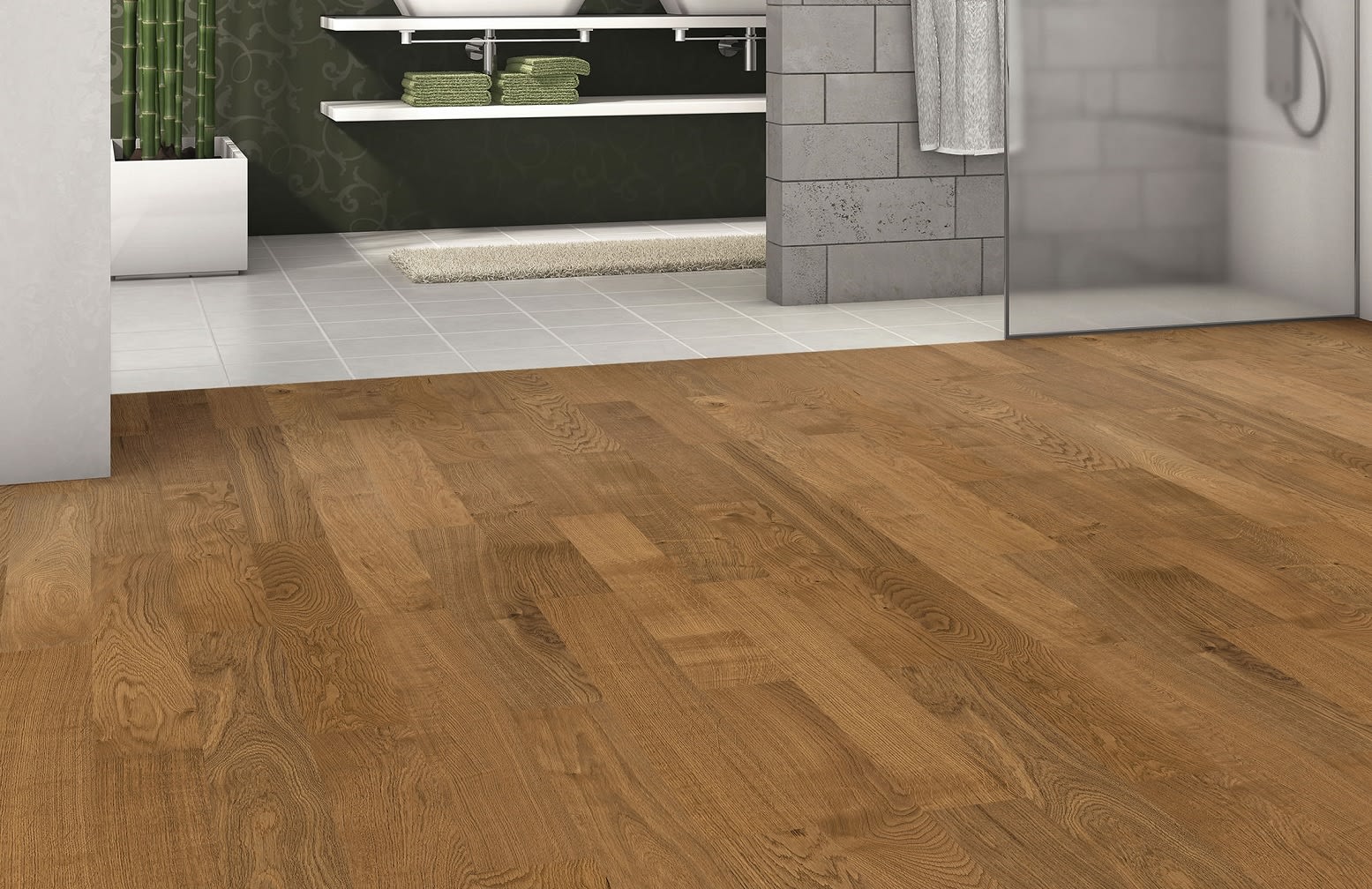Smoked Oak SPA Bathroom Wood Flooring - Image 2