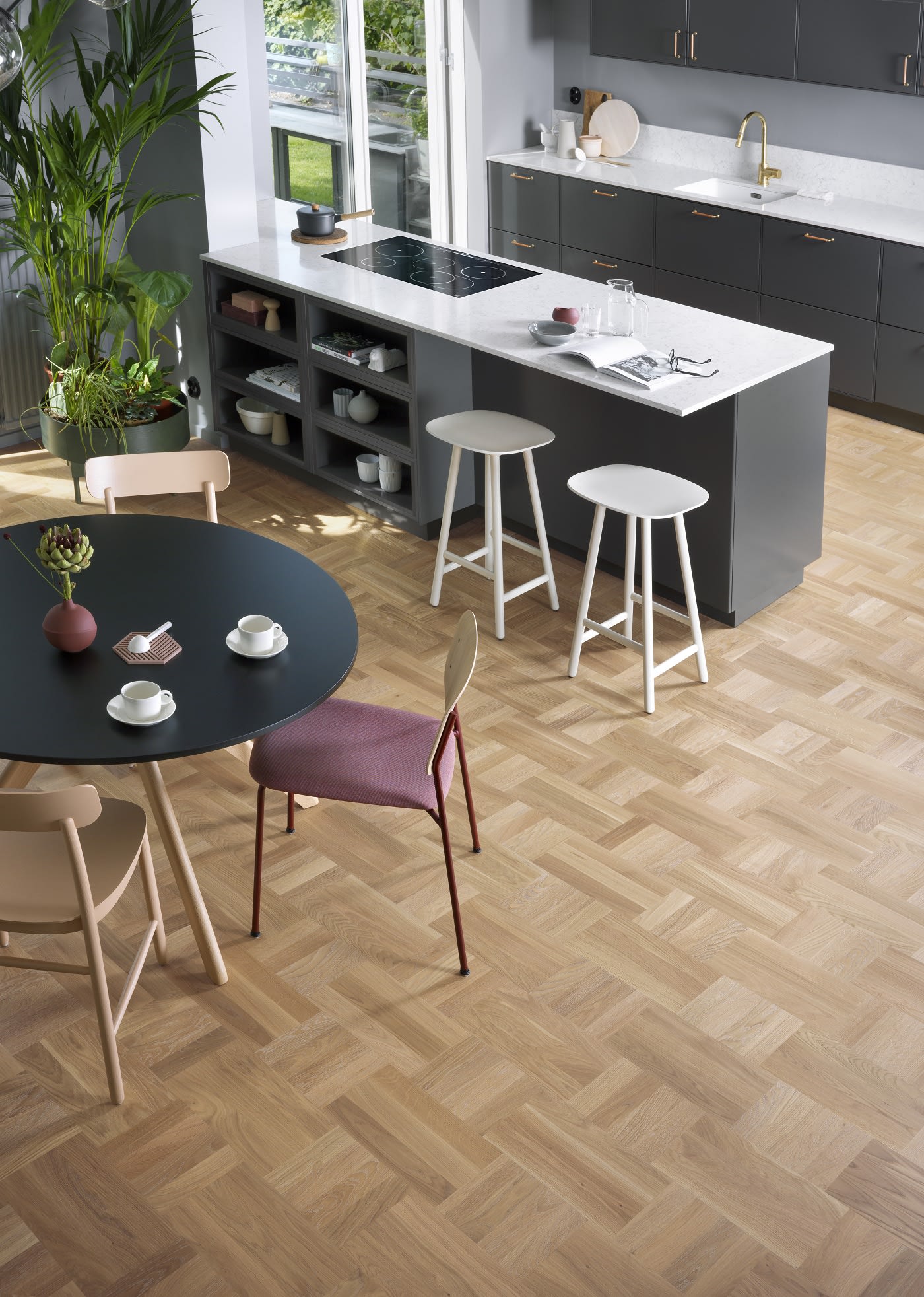 Dansk Stained Oak Drie-Vier Dutch Weave- Parquet Flooring - Image 2
