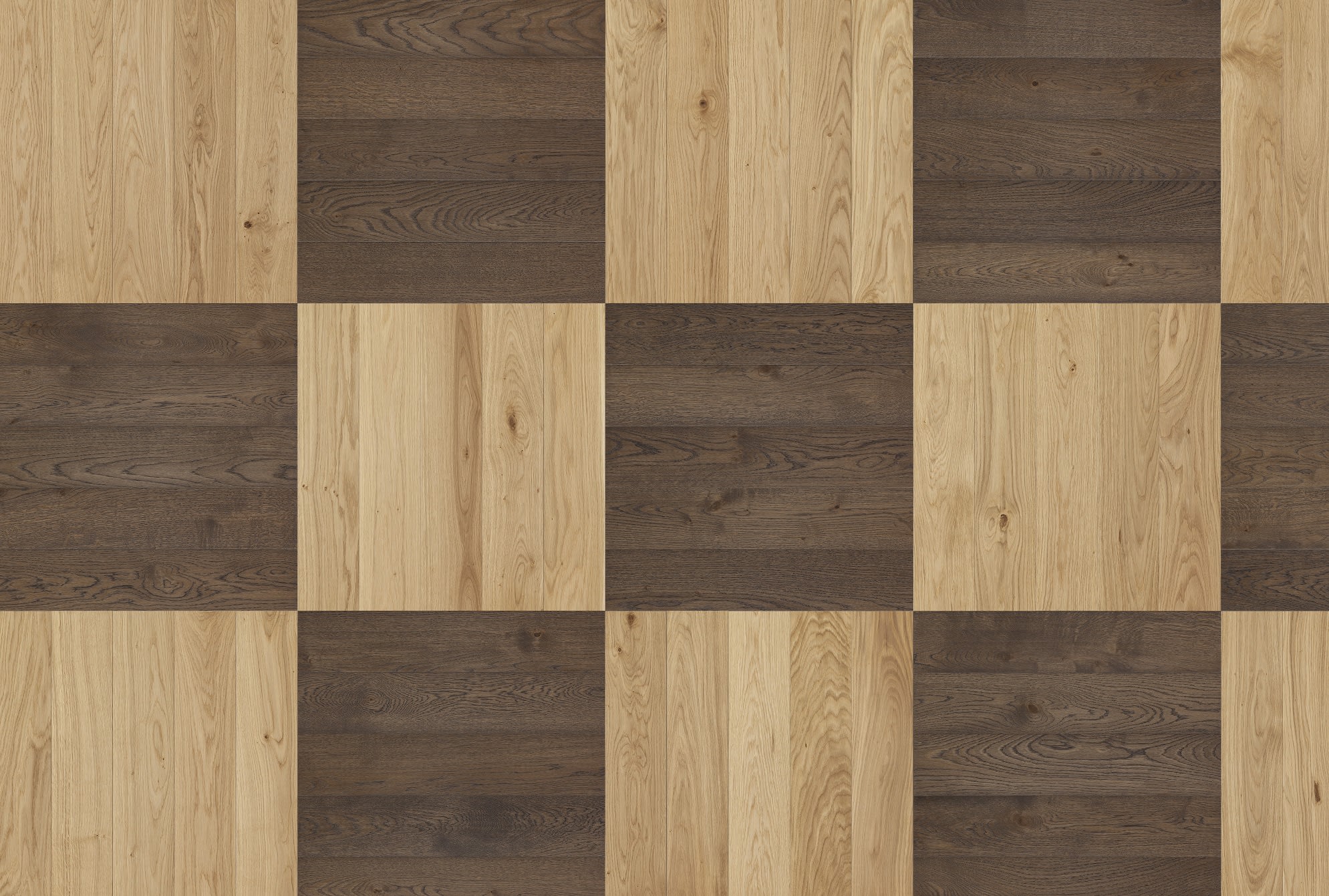 Strasbourg Chequer Mosaic Parquet – Old Brown + Oak - Brushed