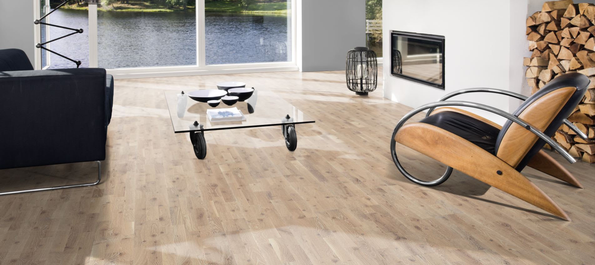 3 Strip Ice-White Stained Oak Oiled Engineered Hardwood Flooring - Image 2