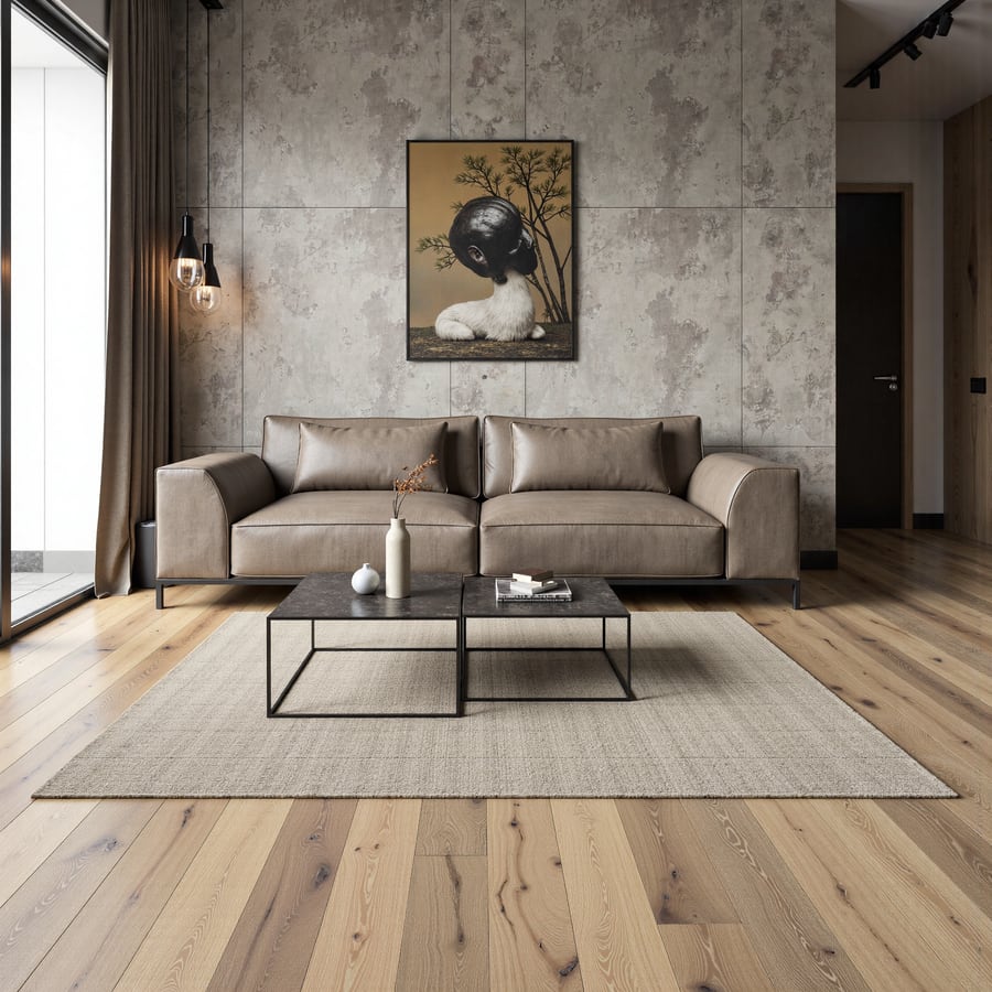 Dunnottar Rustic Oak Brushed & Matt Lacquered Hardwood Engineered Wood Flooring