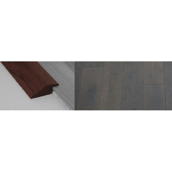 Grey Stained Solid Oak Ramp Bar Flooring Profile 18mm Rebate 2.7m