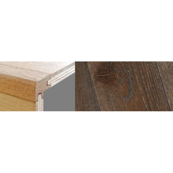 Dark Grey Stained 15mm Oak Stair Nosing Profile Solid Hardwood 2.7m