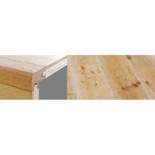 White Wash Stained 15mm Oak Stair Nosing Profile Solid Hardwood 2.7m