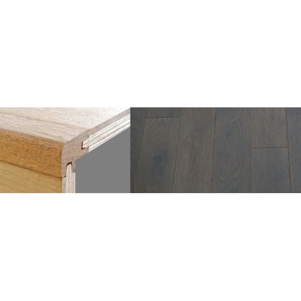 Grey Stained 18mm Oak Stair Nosing Profile Solid Hardwood 2.7m