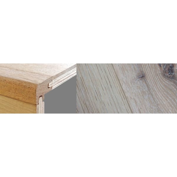 Limehouse White Stained 15mm Oak Stair Nosing Profile Solid Hardwood 2.7m