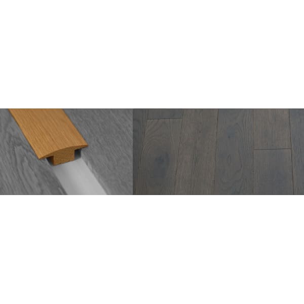 Grey Stained Solid Oak T-Bar Profile Soild Hardwood 18mm Rebate 2.7m