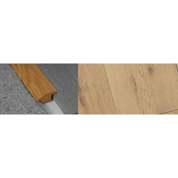 Grey Wash Stained Wood to Carpet Profile Solid Hardwood 15mm Rebate 2.7m