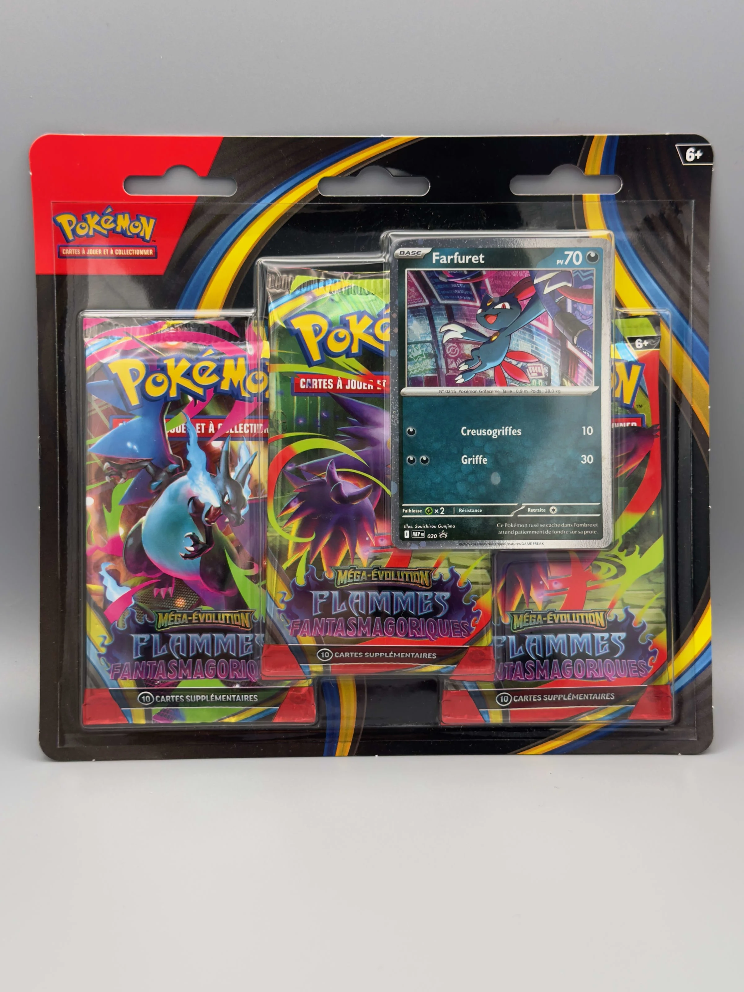 Tripack Pokémon Flammes Fantasmagoriques avec une carte promo de Farfuret