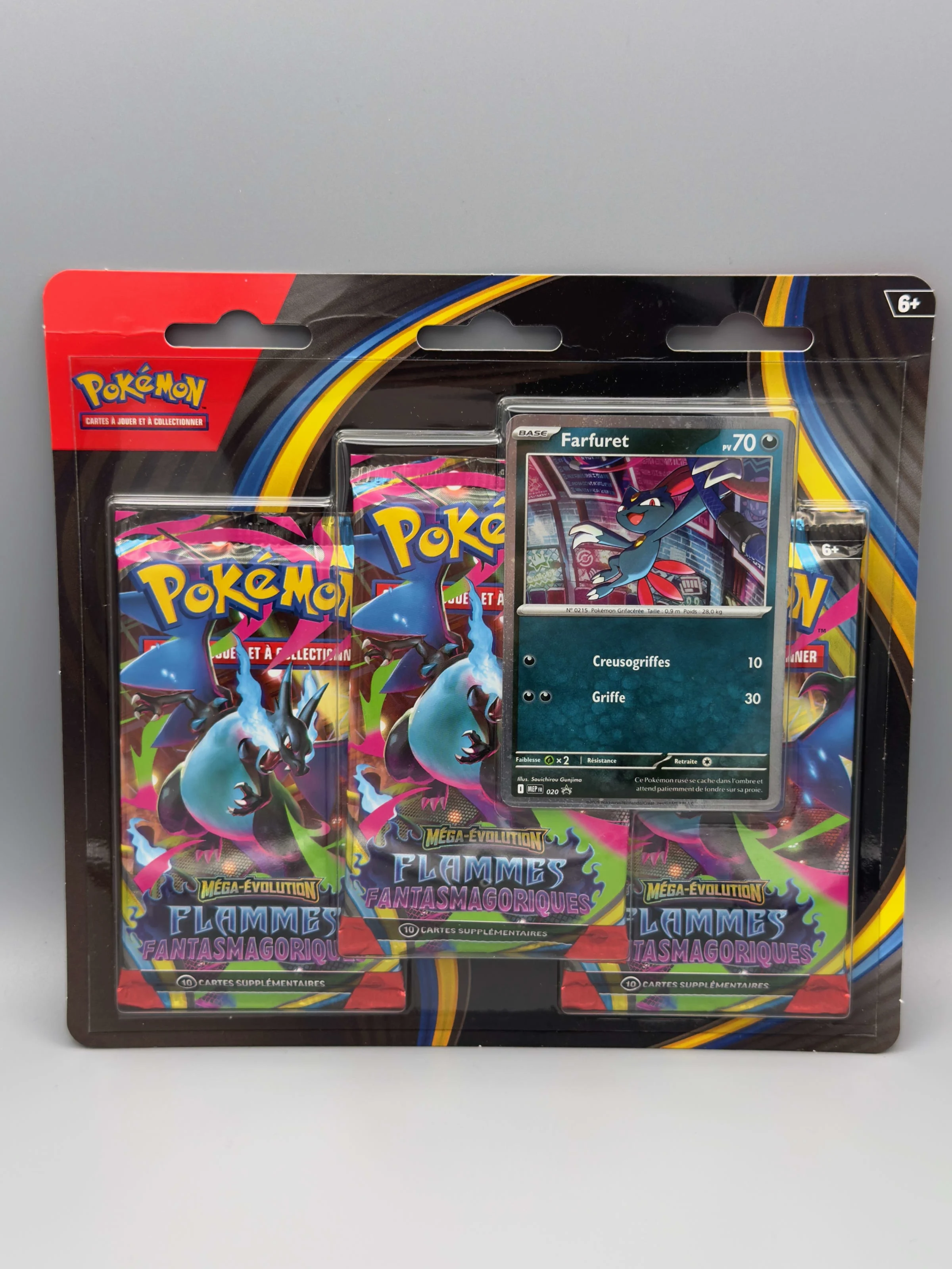 Tripack Flammes Fantasmagoriques avec une carte promo de Farfuret BUG 3 illustrations Dracaufeu