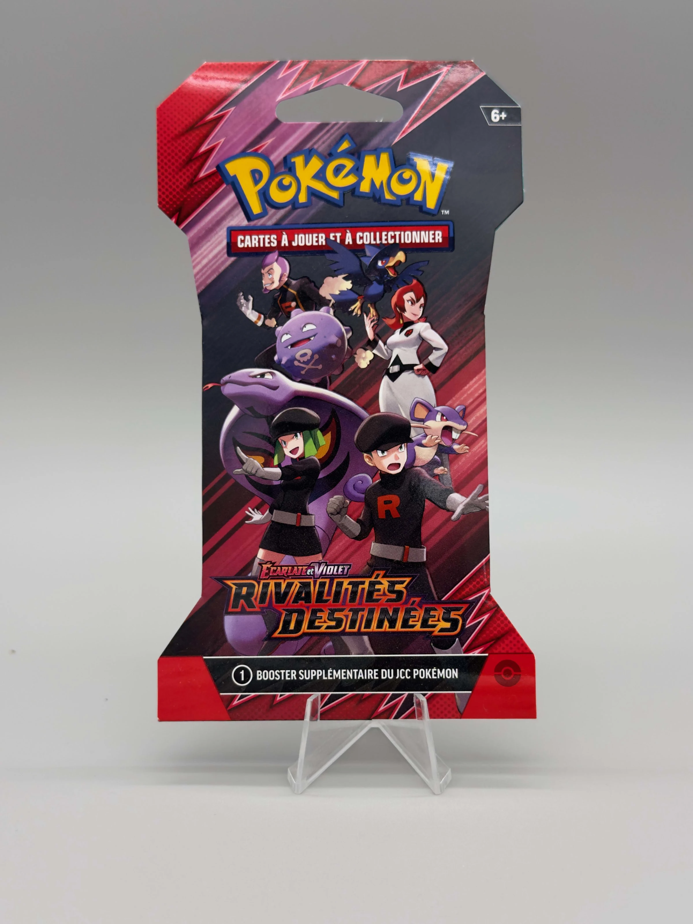Booster blister Rivalités Destinées, illustration de a Team Rocket (Jessie, James, Miaouss, Smogo, Abo, Cornèbre…)