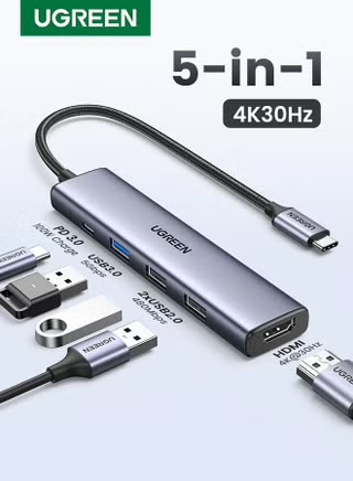 UGREEN USB C Hub Adapter with 100W PD Charging, 4K HDMI, & 5Gbps USB Ports