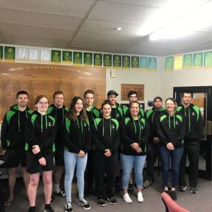 Central Squash rep team from back left - Mark Langdon, Sam Deadman, SAMSON POWER, Dane Kendall, Allan Bailey, Matthew Ratcliffe, Victor Romero (coach). Front left: Gabrielle Bevins, Emma Foreman, Pauline Slovak, NGAKUIRA OSBORNE, Mairi Whittle.